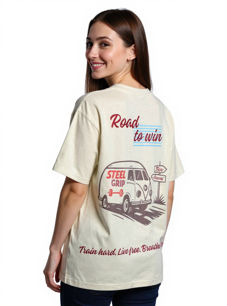 🛣️ Camiseta Oversize "Road to Win" – Edición Vintage
